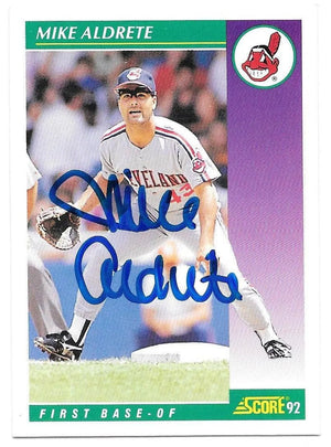 Mike Aldrete Signed 1992 Score Baseball Card - Cleveland Indians