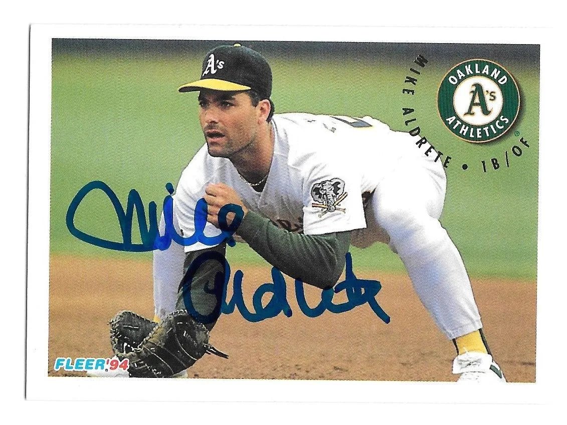 Mike Aldrete Signed 1994 Fleer Baseball Card - Oakland A's