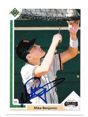 Mike Benjamin Signed 1991 Upper Deck Baseball Card - San Francisco Giants - PastPros