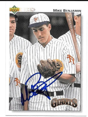 Mike Benjamin Signed 1992 Upper Deck Baseball Card - San Francisco Giants - PastPros