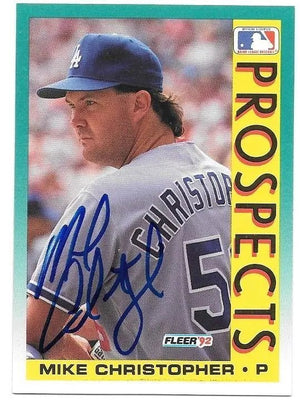 Mike Christopher Signed 1992 Fleer Baseball Card - Los Angeles Dodgers