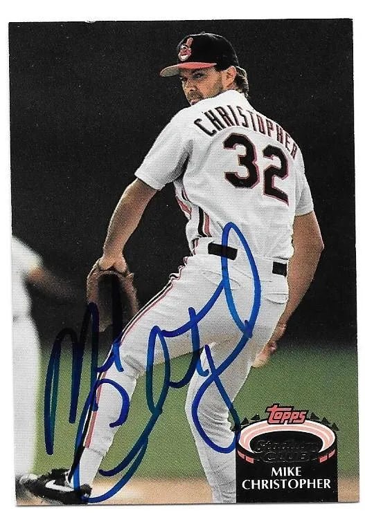 Mike Christopher Signed 1992 Topps Stadium Club Baseball Card - Cleveland Indians