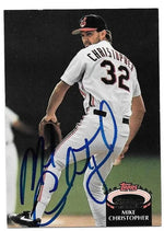 Mike Christopher Signed 1992 Topps Stadium Club Baseball Card - Cleveland Indians