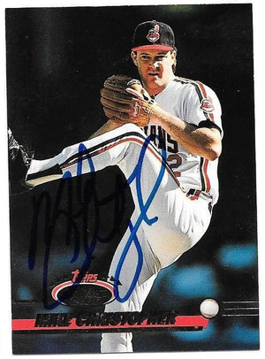 Mike Christopher Signed 1993 Stadium Club Baseball Card - Cleveland Indians