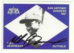 Mike Devereaux Signed 1987 Team Issued Baseball Card - San Antonio Dodgers