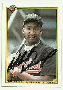 Mike Devereaux Signed 1990 Bowman Baseball Card - Baltimore Orioles - PastPros