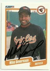 Mike Devereaux Signed 1990 Fleer Baseball Card - Baltimore Orioles