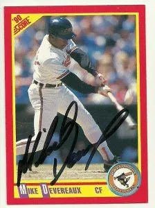 Mike Devereaux Signed 1990 Score Baseball Card - Baltimore Orioles