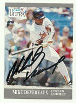 Mike Devereaux Signed 1991 Fleer Ultra Baseball Card - Baltimore Orioles - PastPros