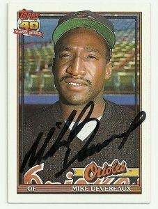 Mike Devereaux Signed 1991 Topps Baseball Card - Baltimore Orioles - PastPros