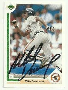 Mike Devereaux Signed 1991 Upper Deck Baseball Card - Baltimore Orioles
