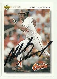 Mike Devereaux Signed 1992 Upper Deck Baseball Card - Baltimore Orioles