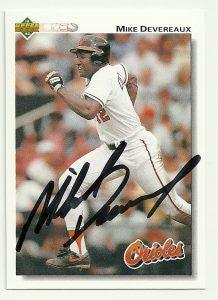 Mike Devereaux Signed 1992 Upper Deck Baseball Card - Baltimore Orioles - PastPros