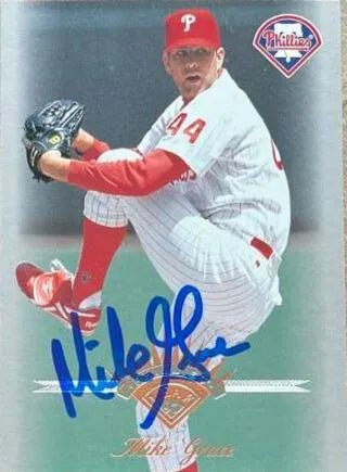 Mike Grace Signed 1997 Leaf Baseball Card - Philadelphia Phillies