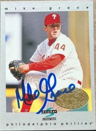 Mike Grace Signed 1997 Score Premium Stock Baseball Card - Philadelphia Phillies