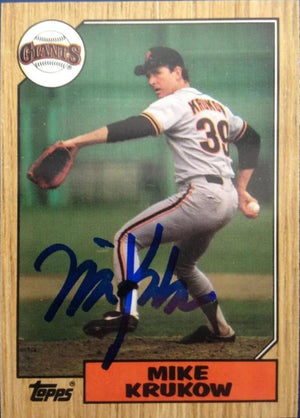 Mike Krukow Signed 1987 Topps Baseball Card - San Francisco Giants