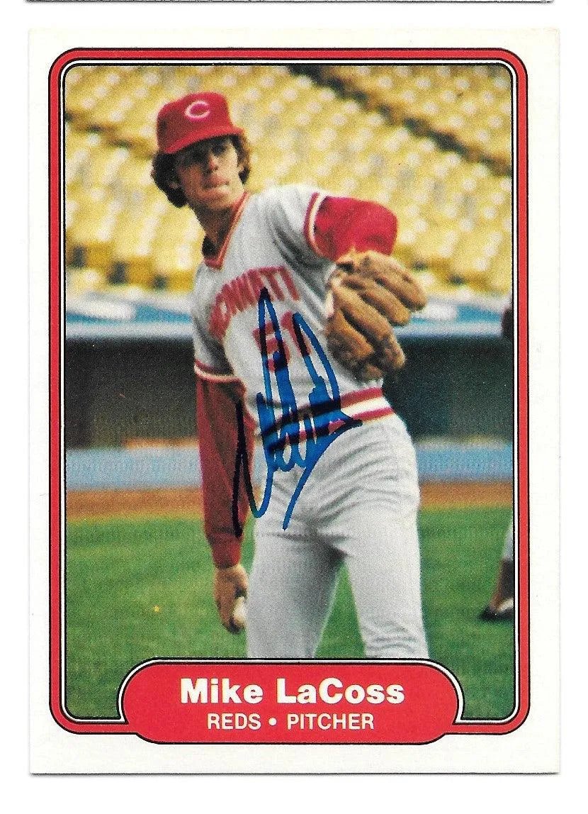 Mike Lacoss Signed 1982 Fleer Baseball Card - Cincinnati Reds