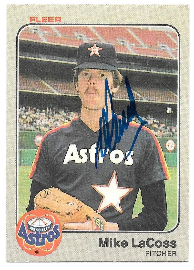 Mike Lacoss Signed 1983 Fleer Baseball Card - Houston Astros