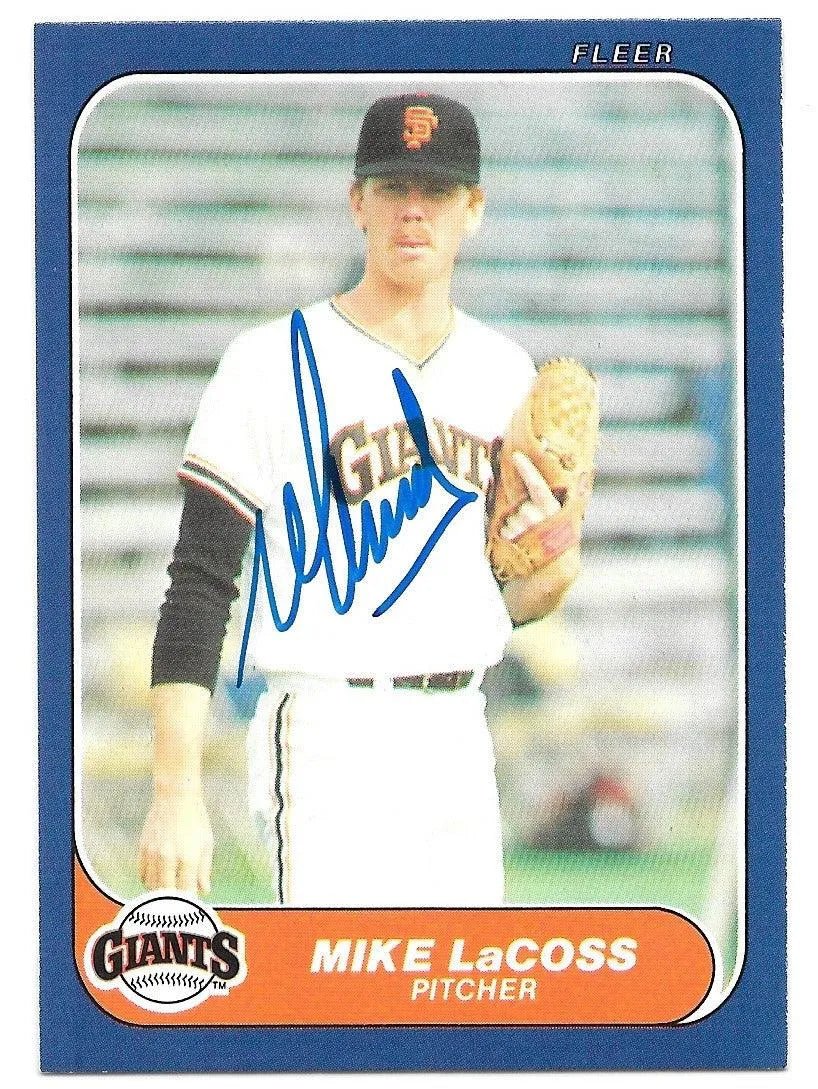 Mike LaCoss Signed 1986 Fleer Baseball Card - San Francisco Giants