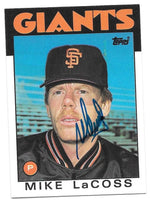 Mike Lacoss Signed 1986 Topps Baseball Card - San Francisco Giants