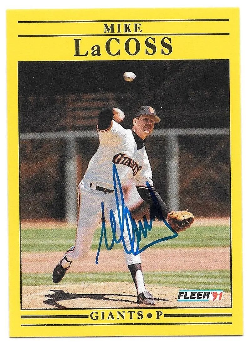 Mike LaCoss Signed 1991 Fleer Baseball Card - San Francisco Giants
