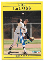 Mike LaCoss Signed 1991 Fleer Baseball Card - San Francisco Giants