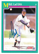 Mike LaCoss Signed 1991 Score Baseball Card - San Francisco Giants