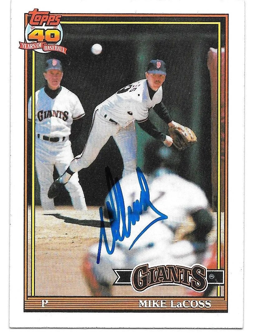 Mike Lacoss Signed 1991 Topps Baseball Card - San Francisco Giants
