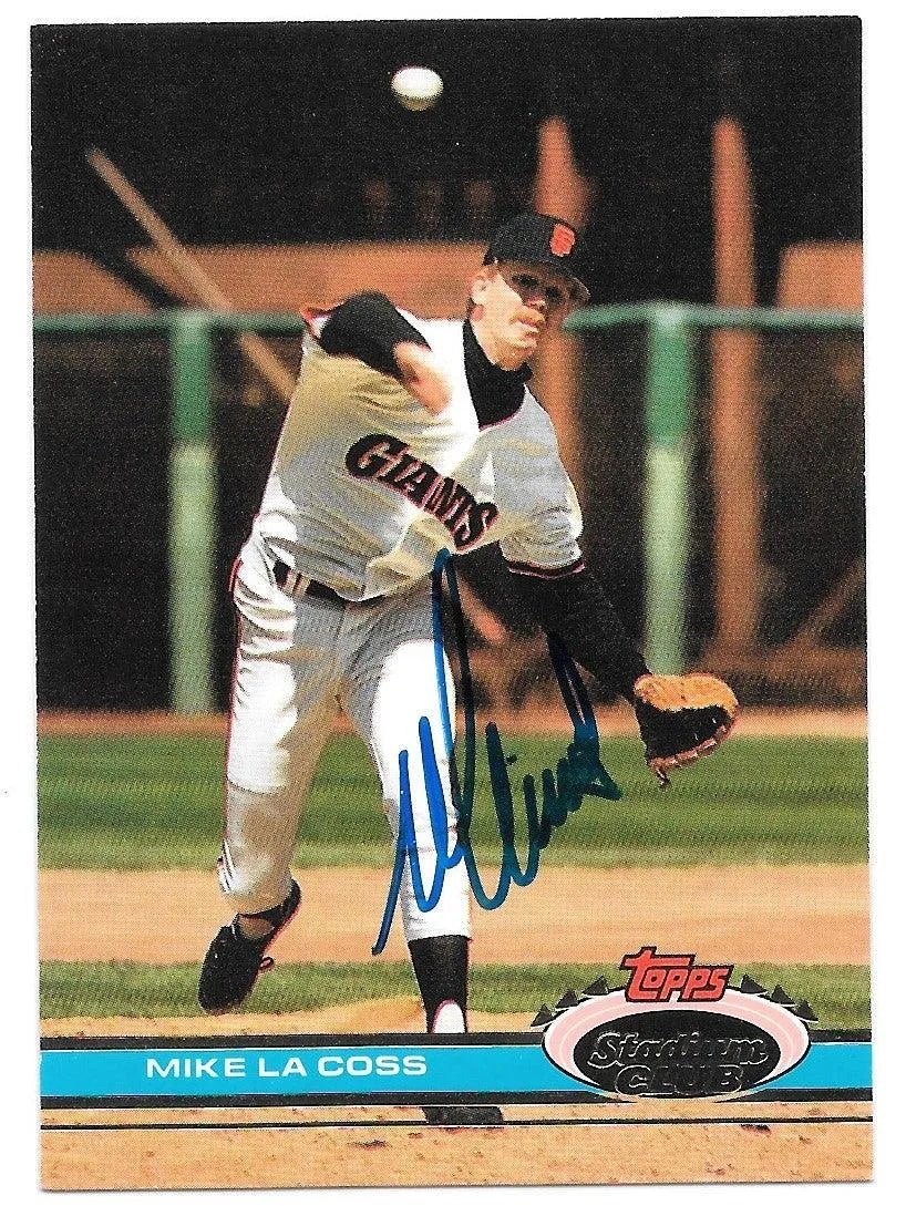 Mike Lacoss Signed 1991 Topps Stadium Baseball Card - San Francisco Giants