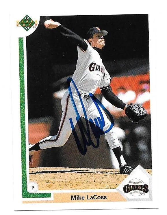 Mike LaCoss Signed 1991 Upper Deck Baseball Card - San Francisco Giants