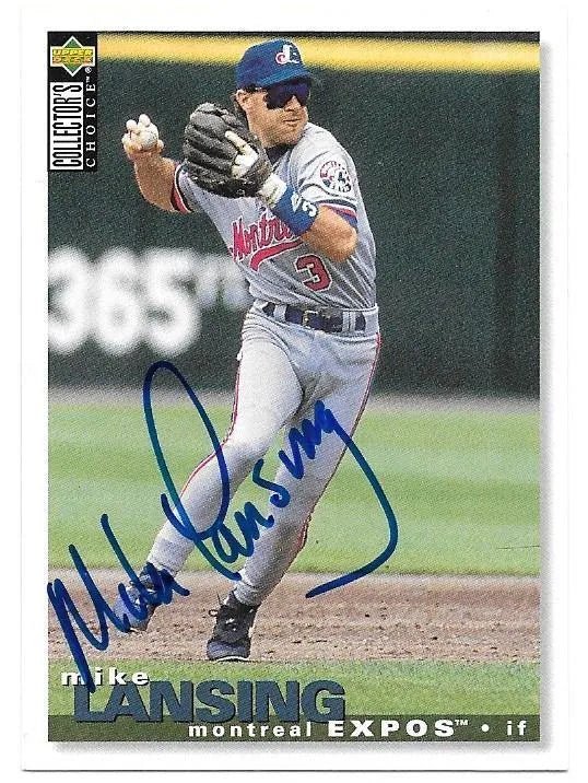 Mike Lansing Signed 1995 Collector's Choice Baseball Card - Montreal Expos