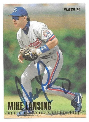 Mike Lansing Signed 1996 Fleer Baseball Card -  Montreal Expos