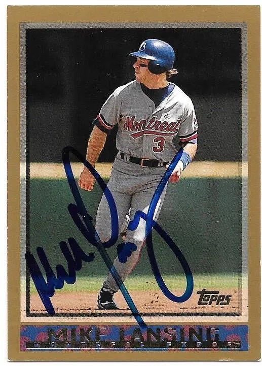 Mike Lansing Signed 1998 Topps Baseball Card - Montreal Expos