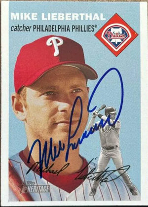 Mike Lieberthal Signed 2003 Topps Heritage Baseball Card - Philadelphia Phillies - PastPros
