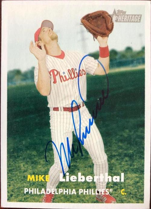 Mike Lieberthal Signed 2006 Topps Heritage Baseball Card - Philadelphia Phillies - PastPros