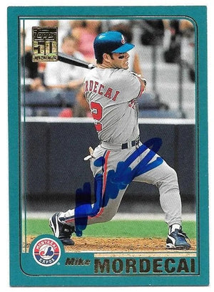 Mike Mordecai Signed 2001 Topps Baseball Card - Montreal Expos