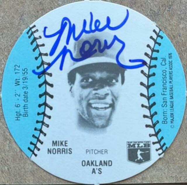 Mike Norris Signed 1977 Burger Chefs Fun Meal Discs Baseball Card - Oakland A's - PastPros