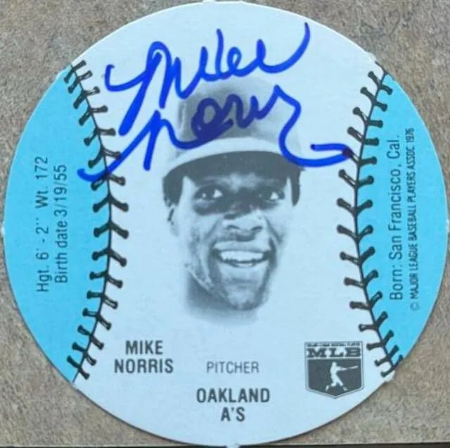 Mike Norris Signed 1977 Burger Chefs Fun Meal Discs Baseball Card - Oakland A's