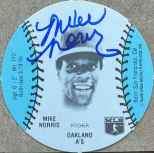 Mike Norris Signed 1977 Burger Chefs Fun Meal Discs Baseball Card - Oakland A's