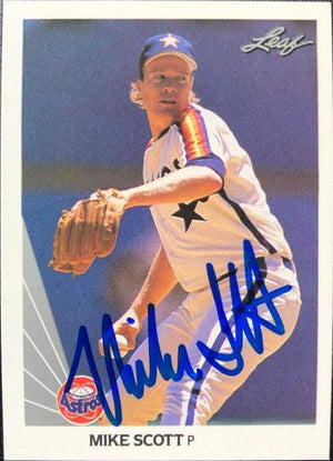 Mike Scott Signed 1990 Leaf Baseball Card - Houston Astros - PastPros