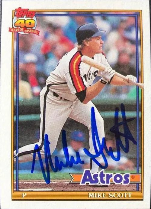 Mike Scott Signed 1991 Topps Baseball Card - Houston Astros