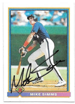 Mike Simms Signed 1991 Bowman Baseball Card - Houston Astros