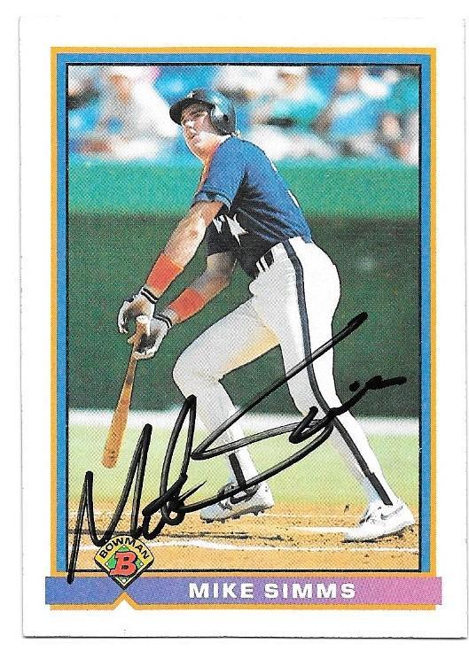 Mike Simms Signed 1991 Bowman Baseball Card - Houston Astros - PastPros
