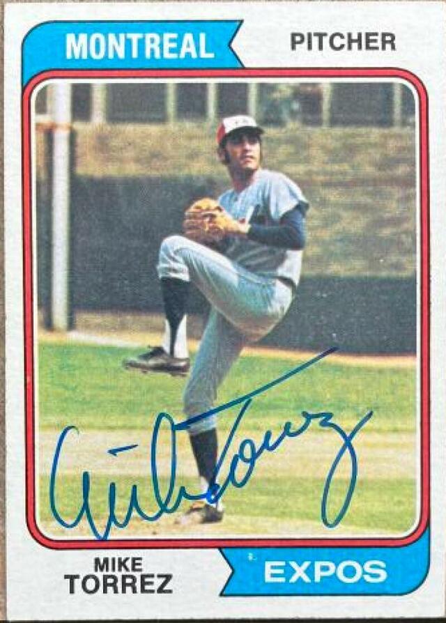 Mike Torrez Signed 1974 Topps Baseball Card - Montreal Expos - PastPros