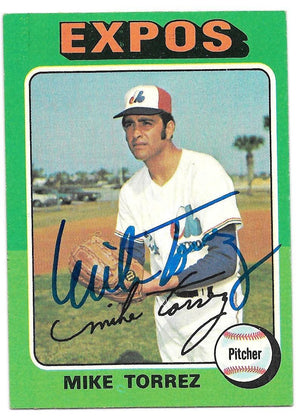 Mike Torrez Signed 1975 Topps Baseball Card - Montreal Expos - PastPros
