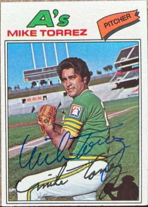 Mike Torrez Signed 1977 Topps Baseball Card - Oakland A's