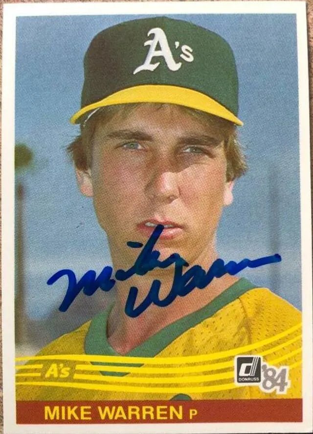 Mike Warren Signed 1984 Donruss Baseball Card - Oakland A's