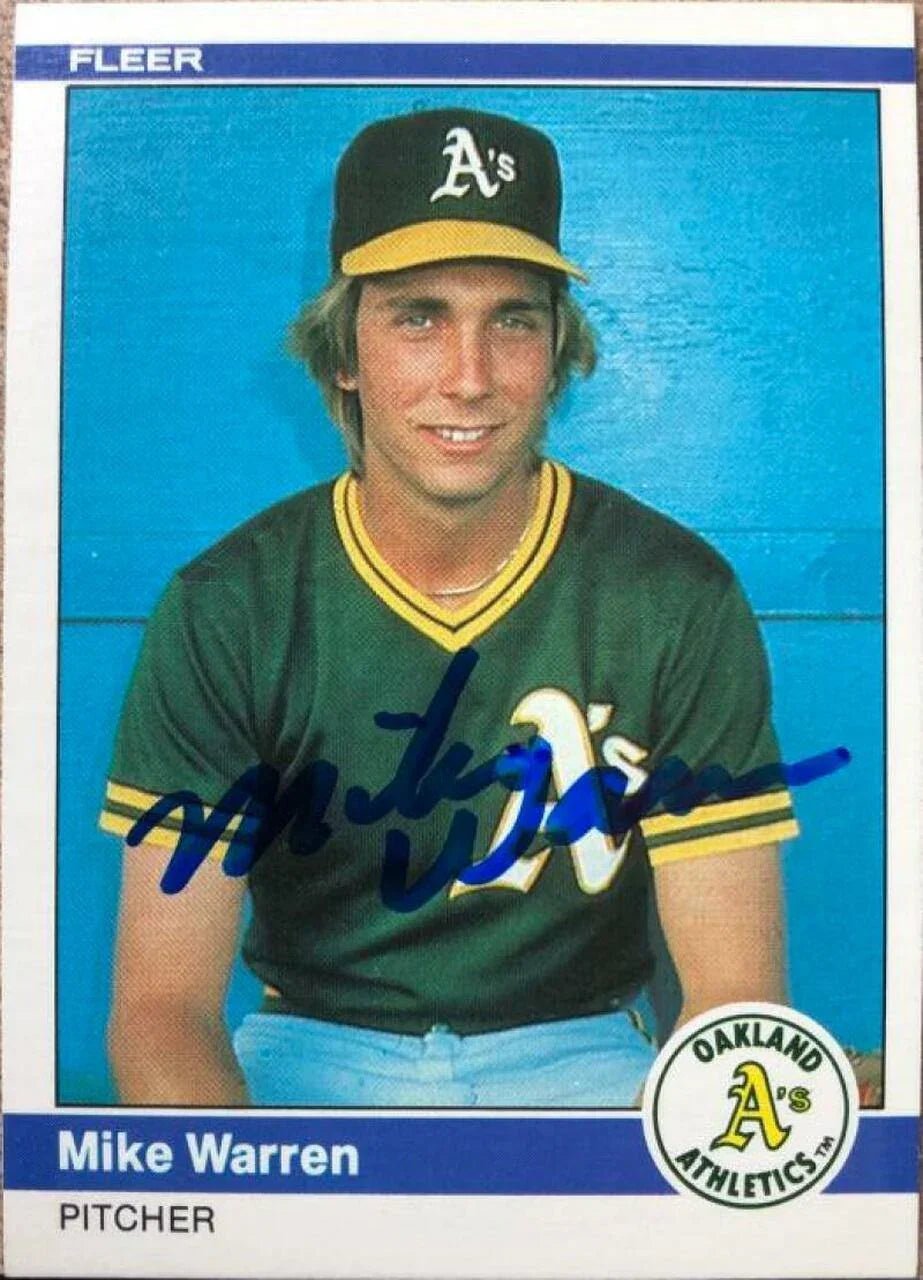 Mike Warren Signed 1984 Fleer Baseball Card - Oakland A's