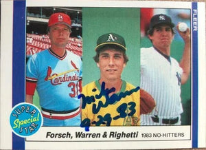 Mike Warren Signed 1984 Fleer Baseball Card - Oakland A's