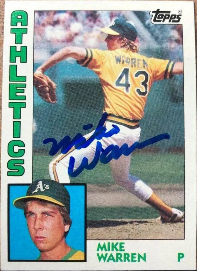 Mike Warren Signed 1984 Topps Baseball Card - Oakland A's